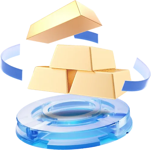 Precious metals trading graphic featuring products such as gold, silver, and platinum CFDs